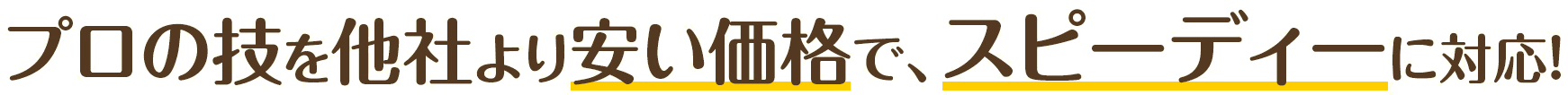プロの技を他社より安い価格で、スピーディーに対応