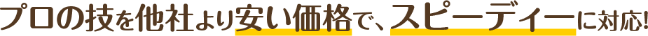プロの技を他社より安い価格で、スピーディーに対応